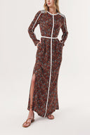 Orange Long dress with contrast piping detail 94110