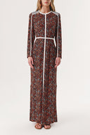 Orange Long dress with contrast piping detail 94110