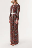 Orange Long dress with contrast piping detail 94110