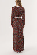 Orange Long dress with contrast piping detail 94110