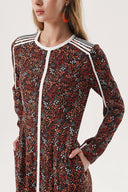 Orange Long dress with contrast piping detail 94110