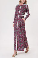 Pink Long dress with contrast piping detail 94110
