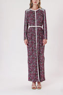 Pink Long dress with contrast piping detail 94110