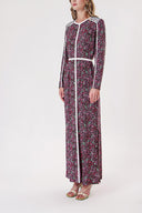 Pink Long dress with contrast piping detail 94110