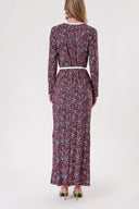 Pink Long dress with contrast piping detail 94110