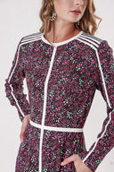 Pink Long dress with contrast piping detail 94110