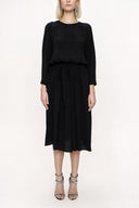 Black Rib stitch detail belted dress 94117