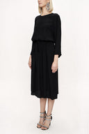 Black Rib stitch detail belted dress 94117