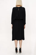 Black Rib stitch detail belted dress 94117