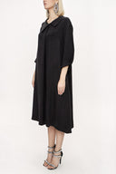 Black Large collar detailed wide cut dress 94118