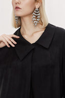 Black Large collar detailed wide cut dress 94118