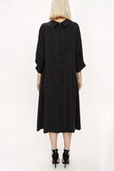 Black Large collar detailed wide cut dress 94118