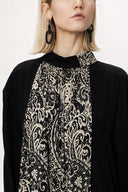 Black Beige Loose fit dress with contrast fabric detail 94119