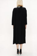 Black Beige Loose fit dress with contrast fabric detail 94119