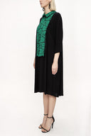 Black Green Lace details wide cut dress 94120