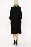 Black Green Lace details wide cut dress 94120