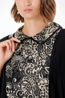 Black Beige Lace details wide cut dress 94120