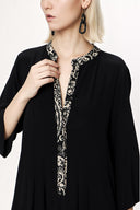 Black Loose fit dress with contrast fabric detail 94121