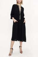Black Loose fit dress with contrast fabric detail 94121