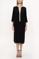 Black Beige Loose fit dress with contrast fabric detail 94121