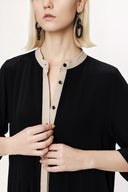 Black Beige Loose fit dress with contrast fabric detail 94121