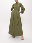 Green Pleated long dress 94124