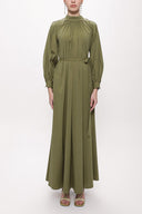Green Pleated long dress 94124