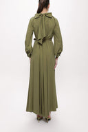 Green Pleated long dress 94124