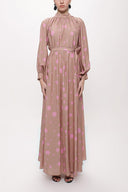 Pink Beigde Pleated long dress 94124