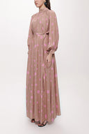 Pink Beigde Pleated long dress 94124
