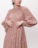Pink Beigde Pleated long dress 94124