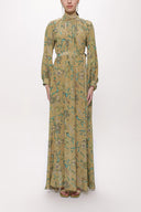 Patterned Pleated long dress 94124