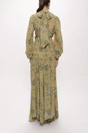 Patterned Pleated long dress 94124