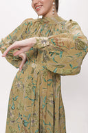 Patterned Pleated long dress 94124