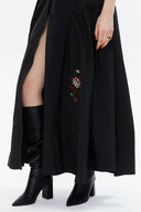 Black Embroidered taffeta long shirt dress 94135