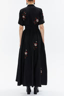 Black Embroidered taffeta long shirt dress 94135