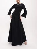 Black Slim fit godet skirt maxi dress 94138
