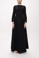 Black Slim fit godet skirt maxi dress 94138