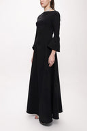 Black Slim fit godet skirt maxi dress 94138