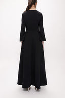 Black Slim fit godet skirt maxi dress 94138