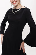 Black Slim fit godet skirt maxi dress 94138