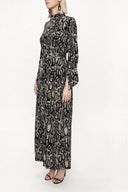 Patterned Zippered turtleneck velvet dress 94148