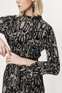 Patterned Zippered turtleneck velvet dress 94148