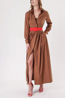 Cinnamon Pleated long shirt dress 94149