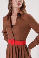 Cinnamon Pleated long shirt dress 94149