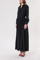 Black Pleated long shirt dress 94149