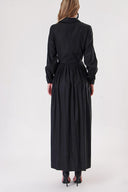 Black Pleated long shirt dress 94149