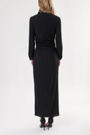 Black Shirt dress with drawstring waist 94152