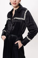Black Belted long shirt with ribbon accessories 94153