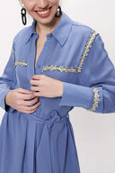 Blue Belted long shirt with ribbon accessories 94153